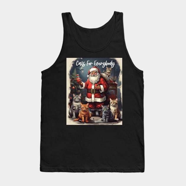 Cats For Everybody - Christmas Ugly Sweater - Funny Santa Xmas Pajama Tank Top by DesignHND